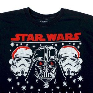 Star Wars Christmas Theme Dark Side Darth Vador Lack Cheer Graphic Shirt MD